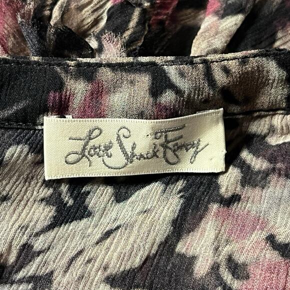 LoveShackFancy Women 100% Silk Floral Ruffle Button Front Sheer Blouse Top Small - Picture 3 of 6